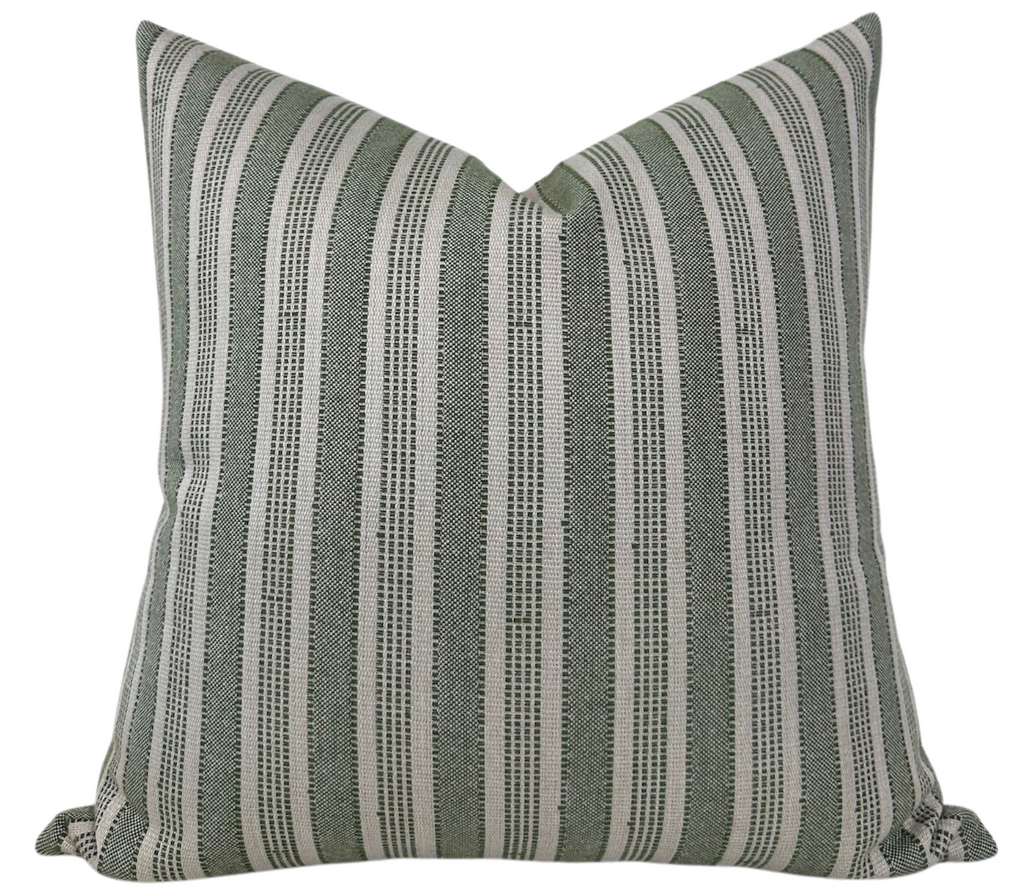 Amida Pillow Cover in Green on Natural, Peter Dunham Textiles