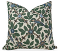 Bamboo Bird Pillow Cover in Aqua Blue