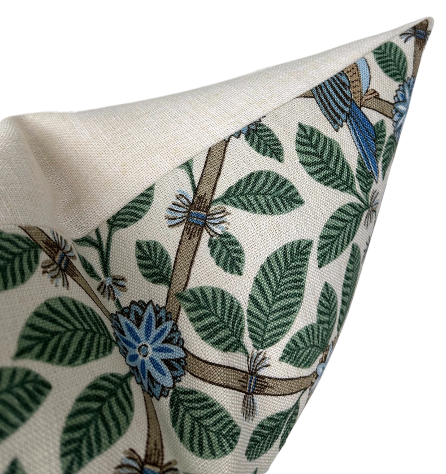 Bamboo Bird Pillow Cover in Aqua Blue