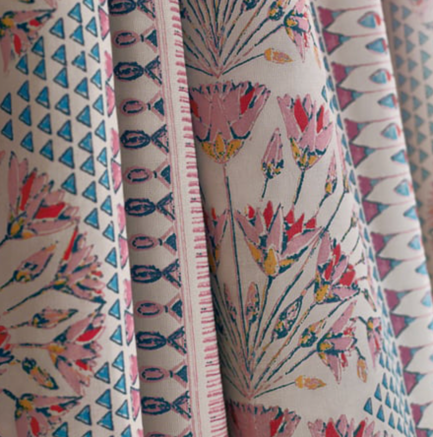 Cairo Pillow Cover in Pink and Coral, Thibaut Pillows