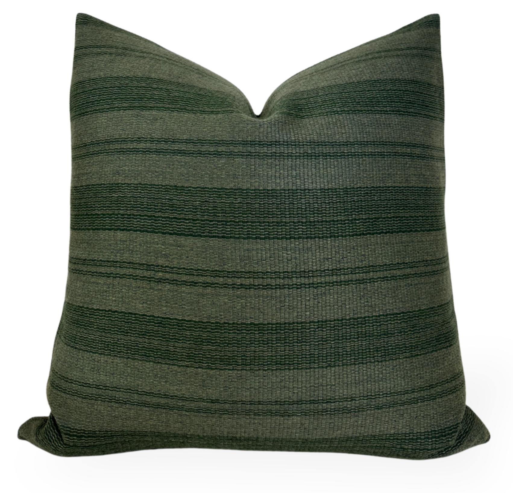 Striped Woven Pillow Cover in Forest Green