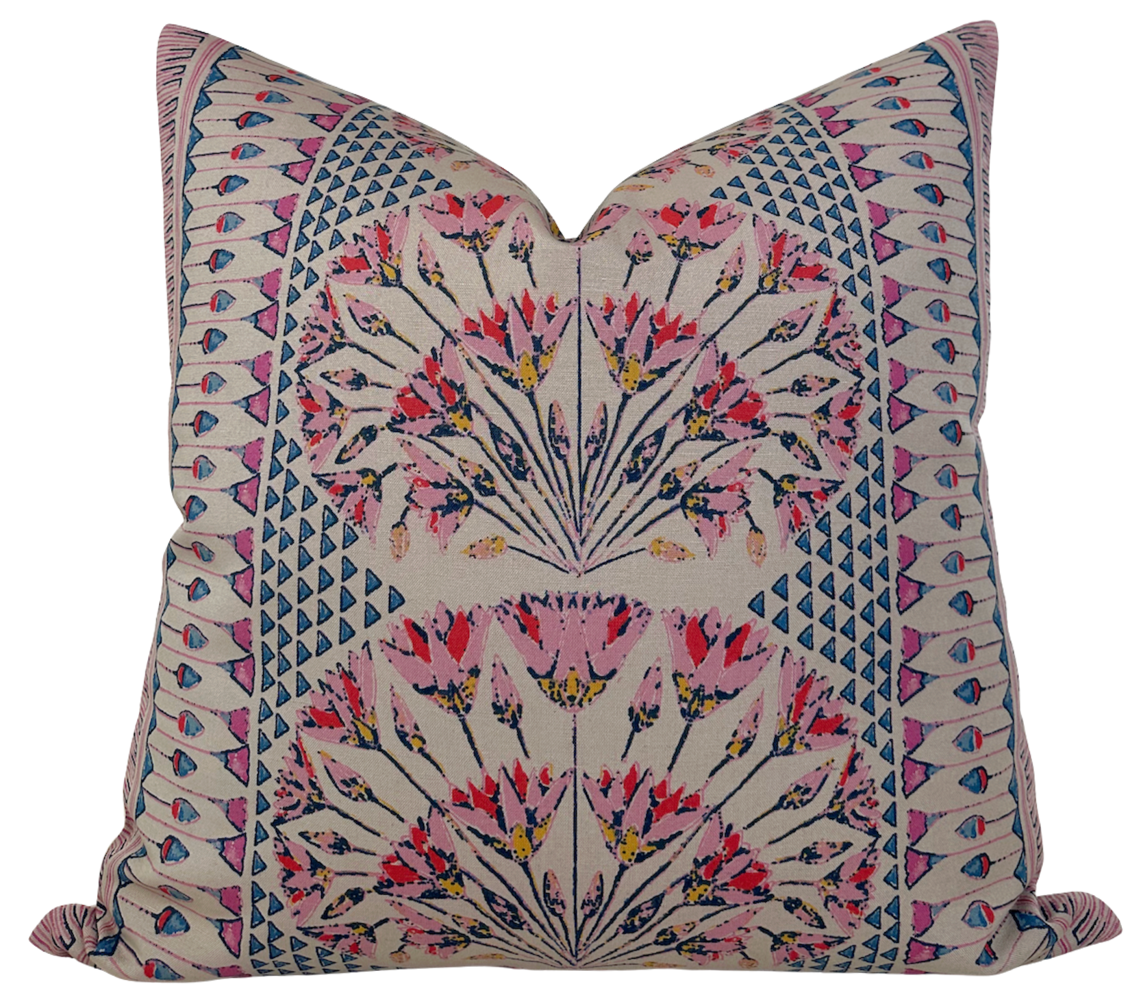 Cairo Pillow Cover in Pink and Coral, Thibaut Pillows