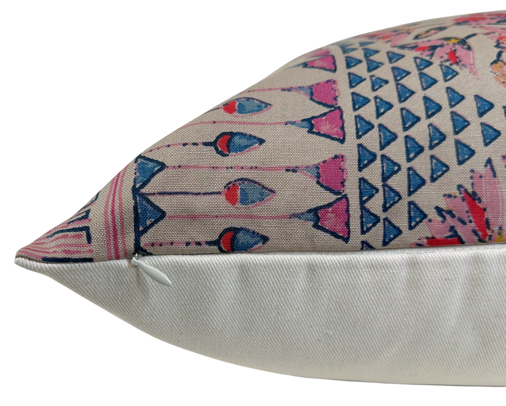 Cairo Pillow Cover in Pink and Coral, Thibaut Pillows