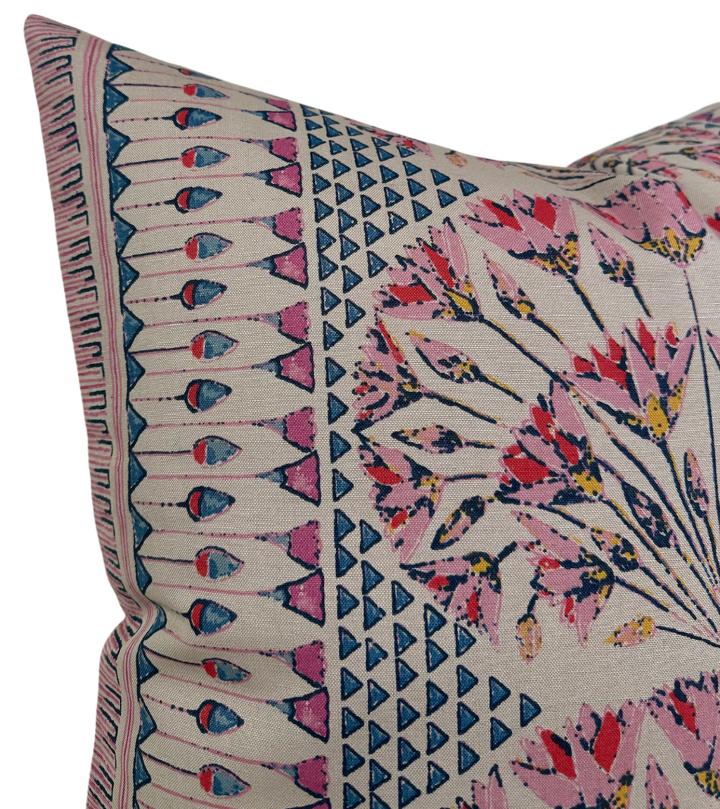 Cairo Pillow Cover in Pink and Coral, Thibaut Pillows