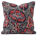 Cochin Floral Pillow Cover in Indigo/Red, Thibaut Pillows
