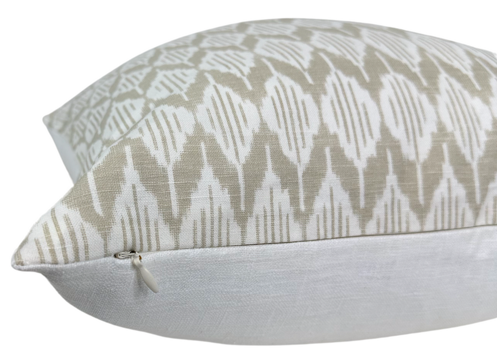 Balin Ikat Pillow Cover in Beige, Thibaut Pillows