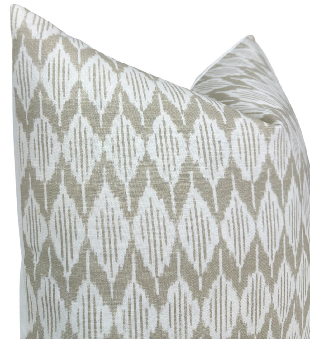 Balin Ikat Pillow Cover in Beige, Thibaut Pillows