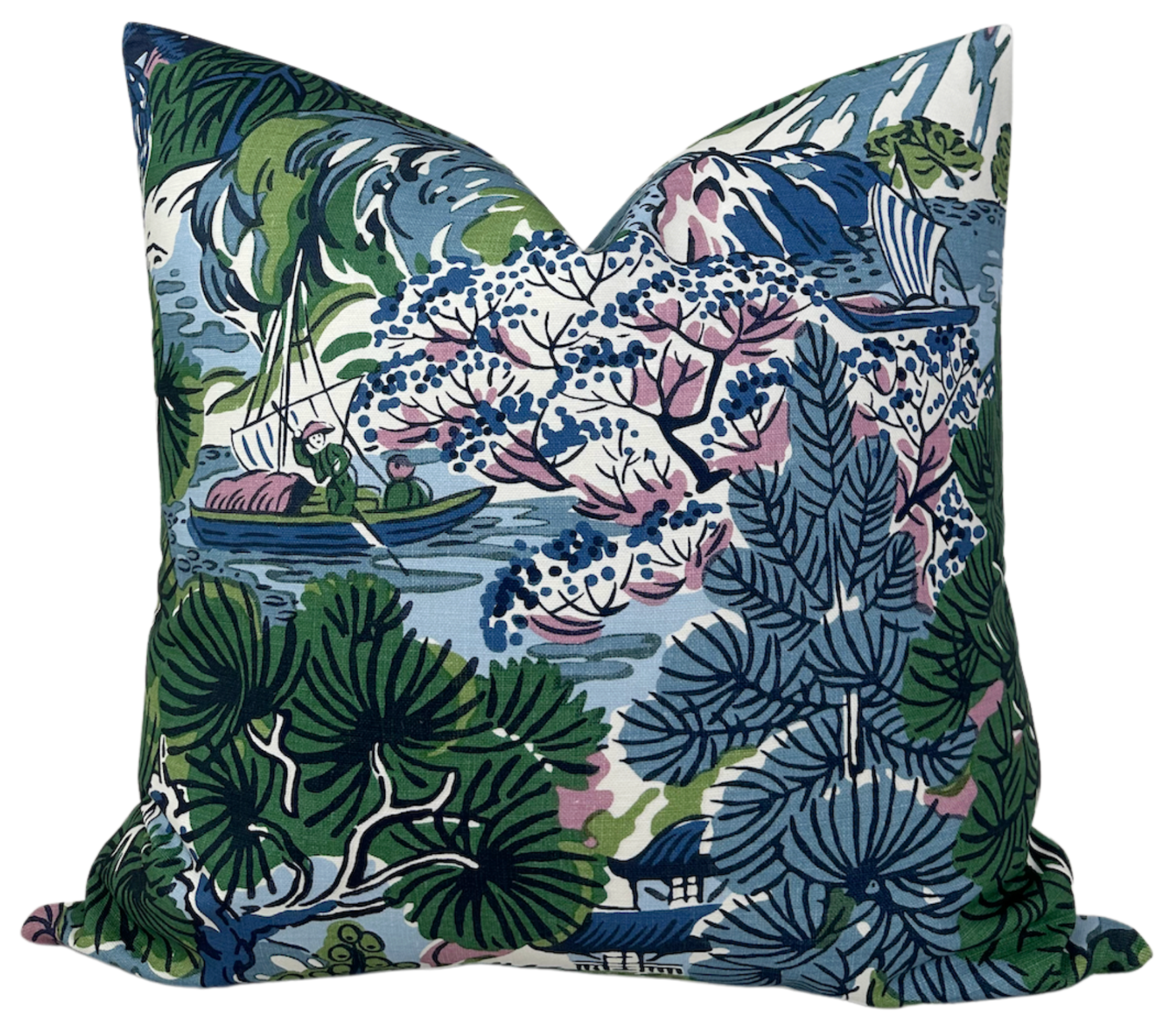 Pagoda Pillow Cover in Blue, Thibaut Pillows