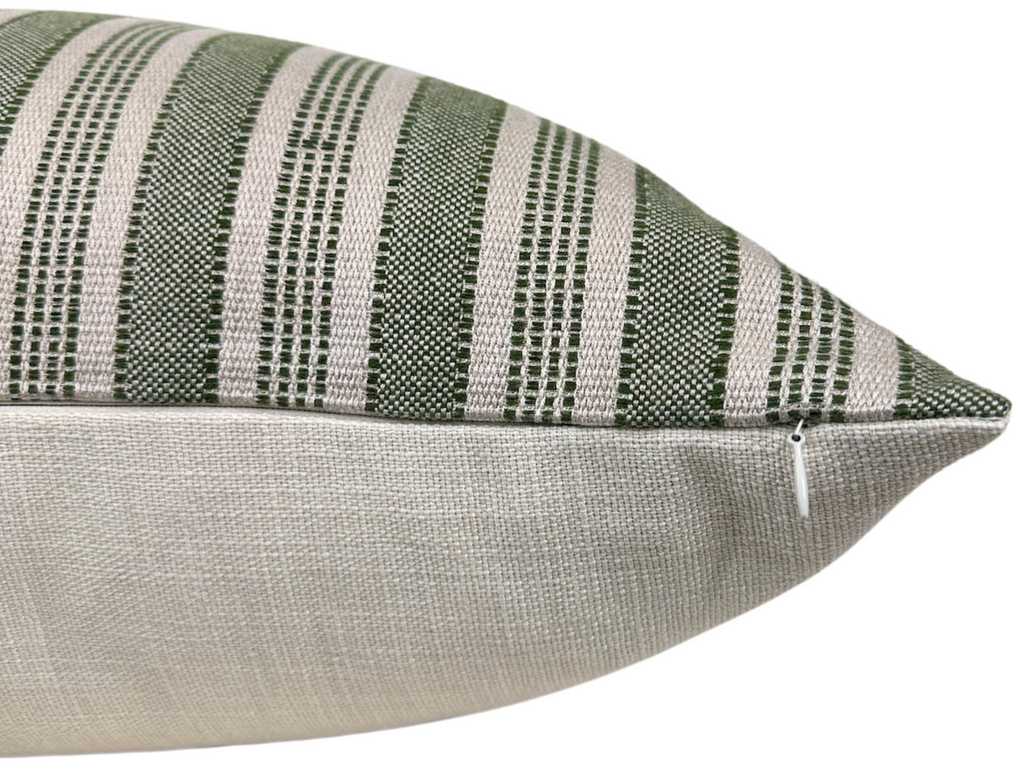 Amida Pillow Cover in Green on Natural, Peter Dunham Textiles