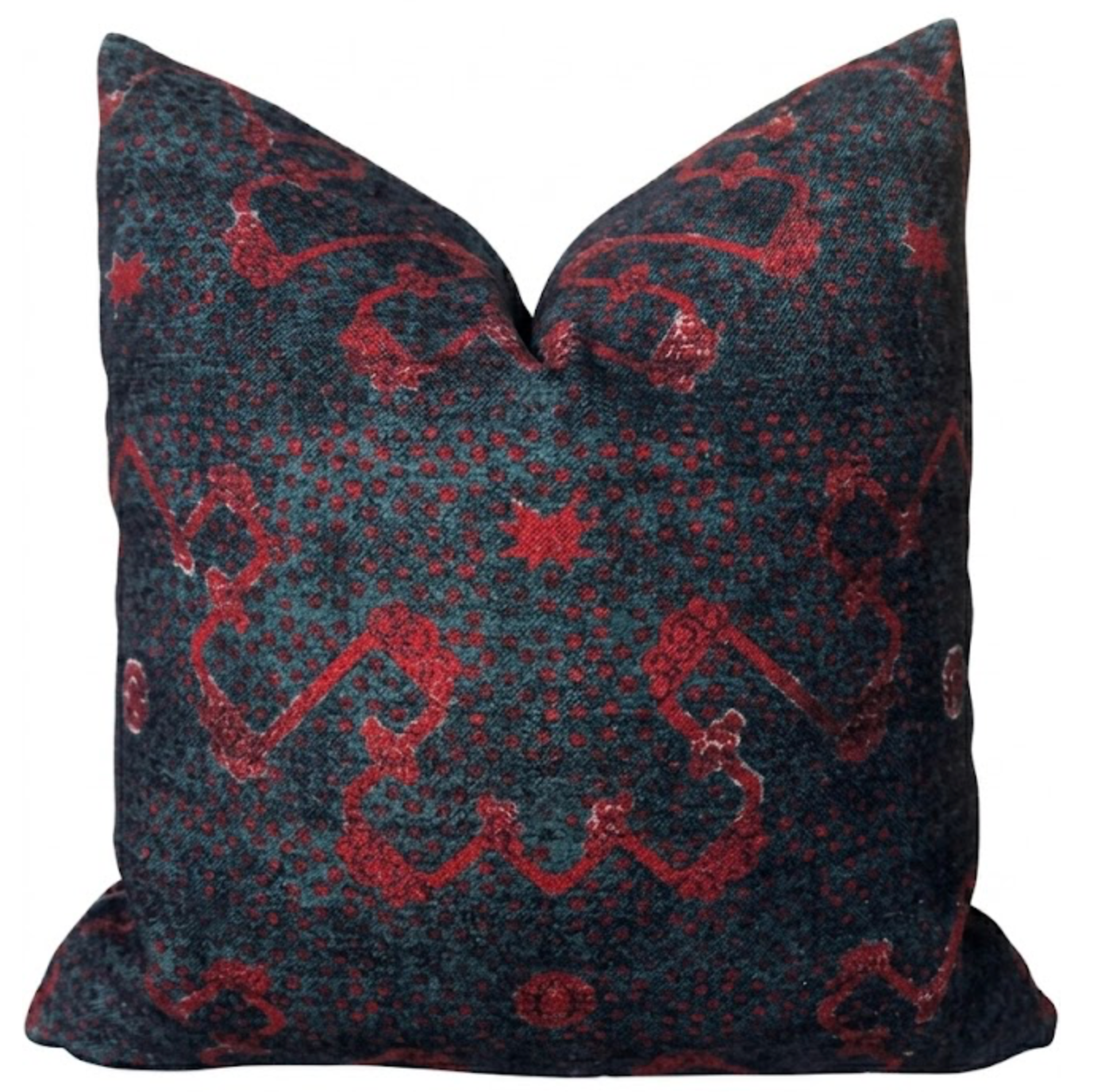 Chloe Pillow Cover in Navy and Red