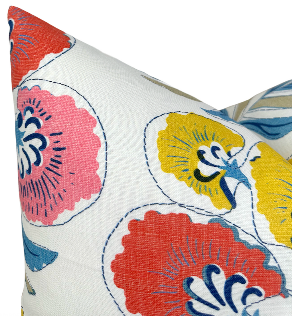 Tybee Tree Pillow Cover in Coral + Yellow, Thibaut Pillows