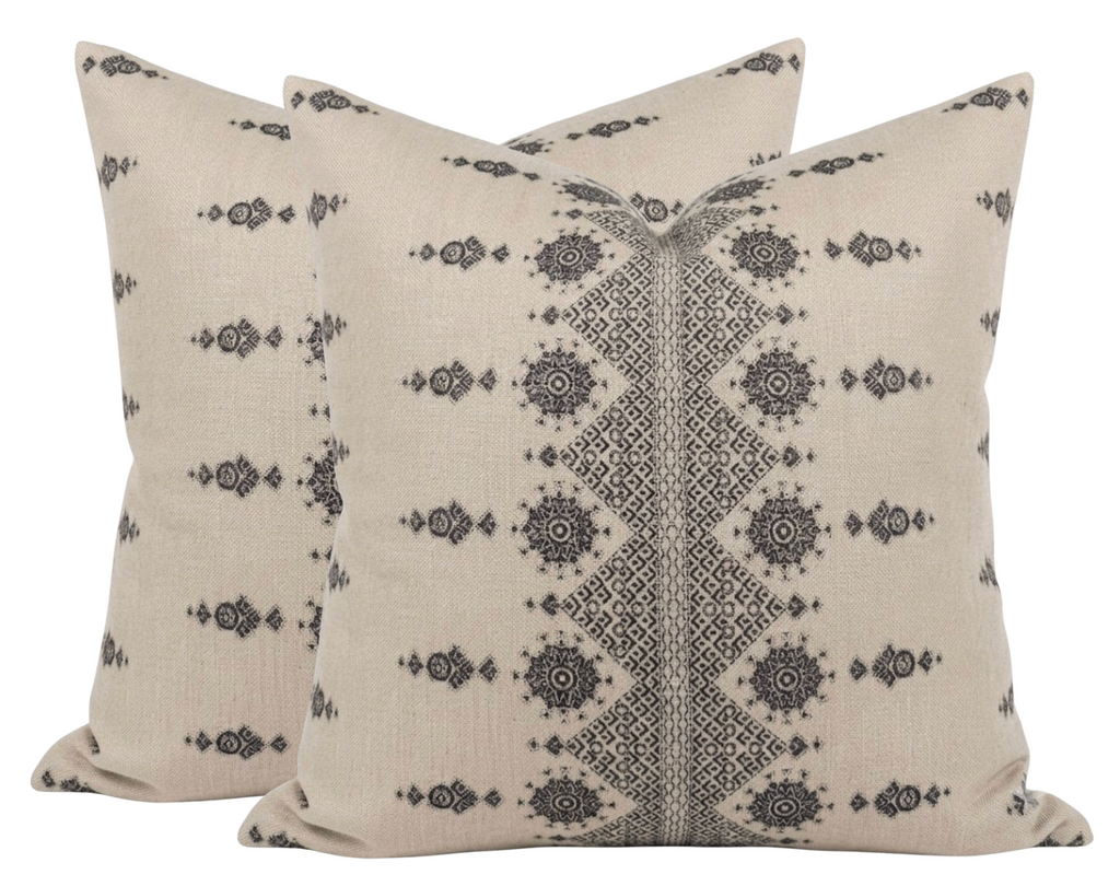 Carmania Pillow Cover in Charcoal, Indoor Outdoor Pillows, Peter Dunham Textiles