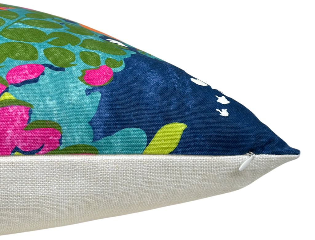 Central Park Pillow Cover in Navy and Pink, Thibaut Pillows