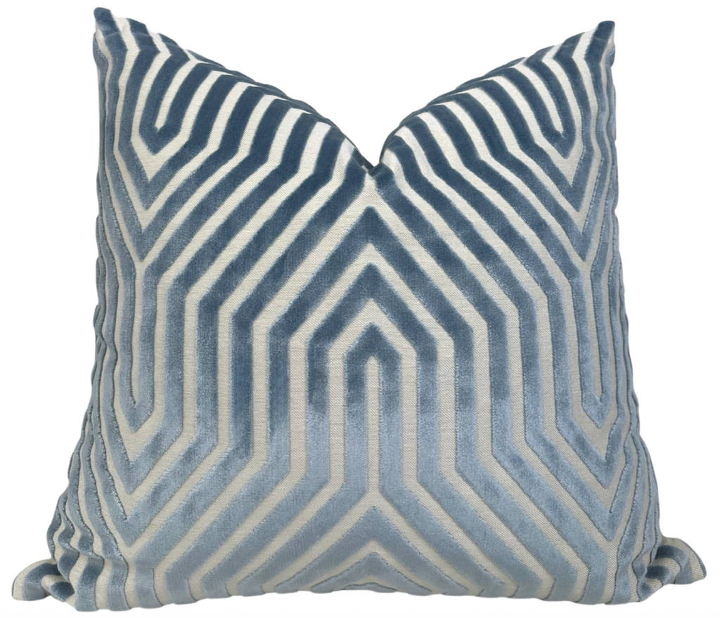 Vanderbilt Velvet Pillow Cover in Marine Blue, Schumacher Textiles