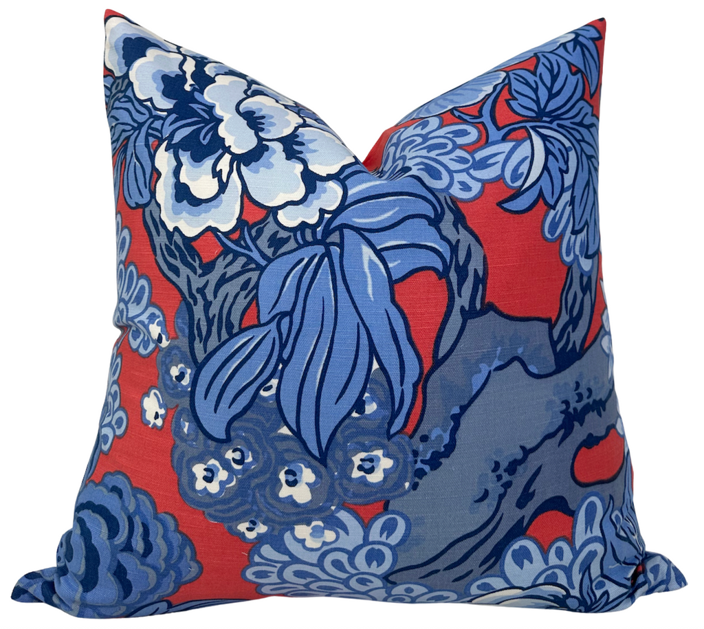 Honshu Pillow Cover in Red and Blue, Thibaut Pillows