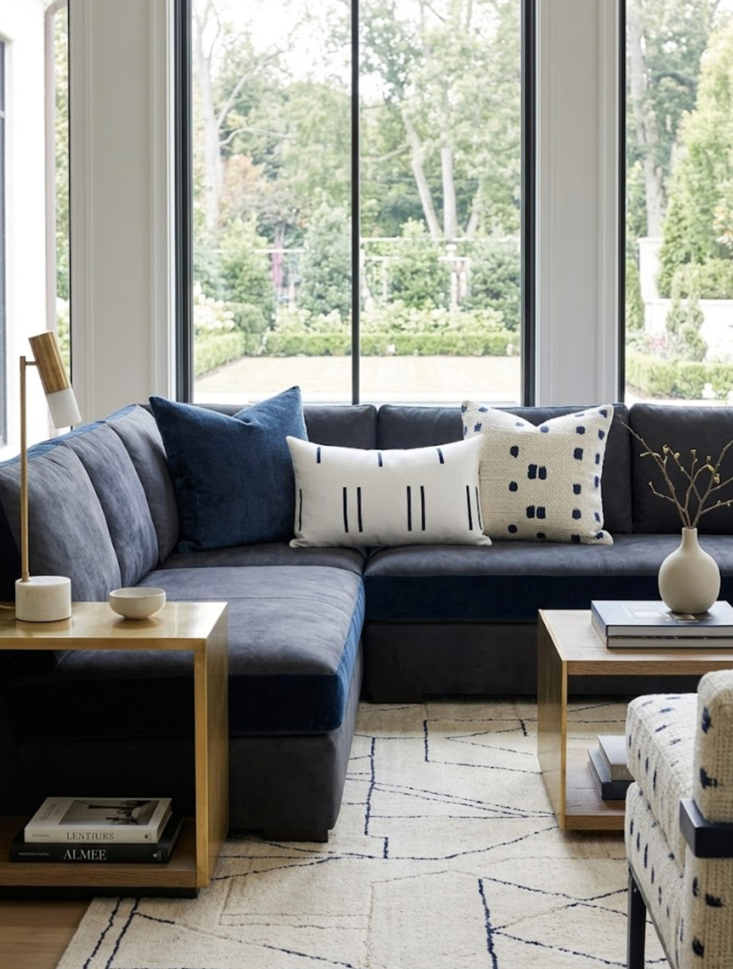 Oaxaca Linen Pillow Cover in Navy, Schumacher Textiles