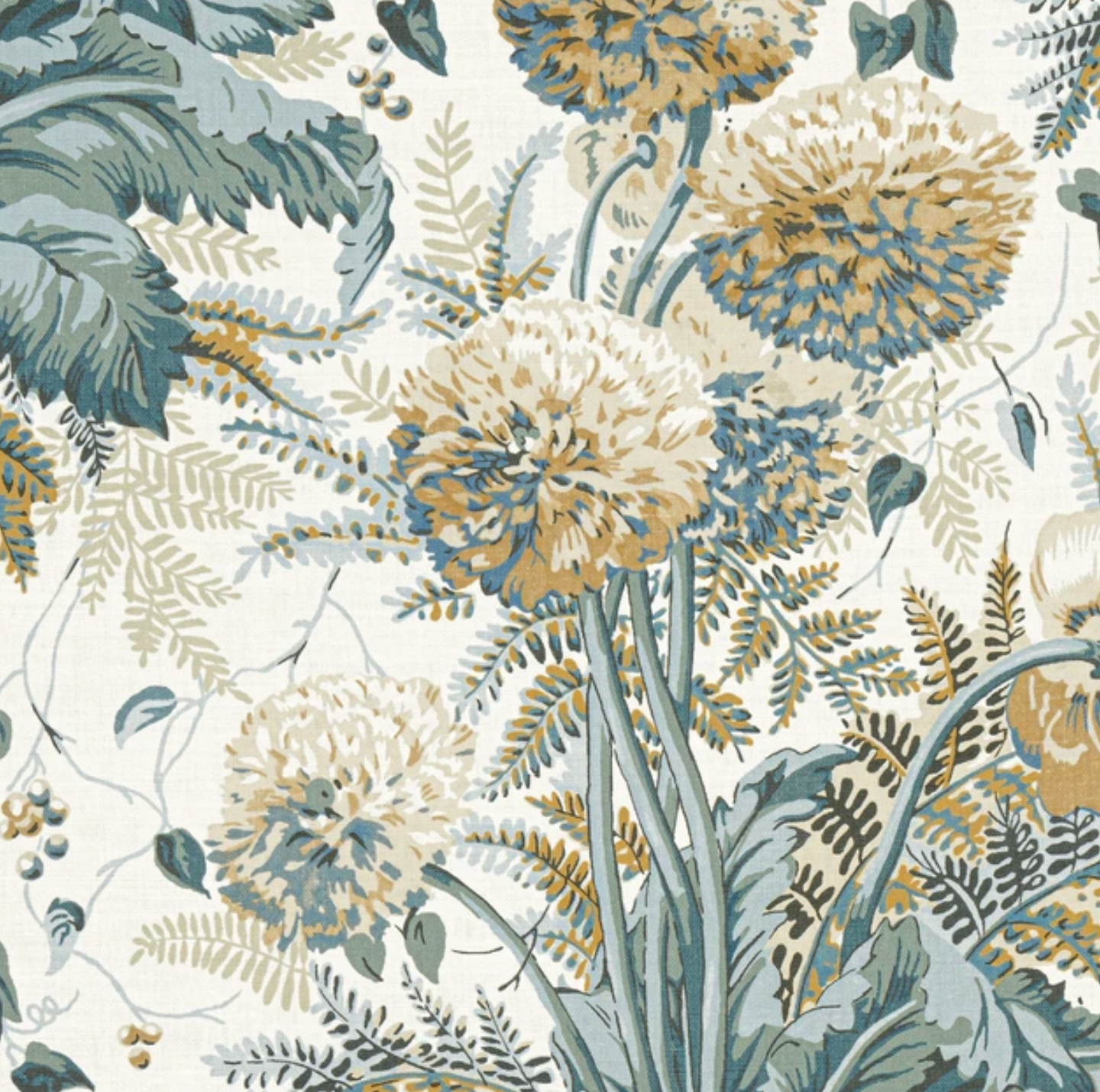 Dahlia Floral Pillow Cover in Soft Gold, Thibaut Pillows