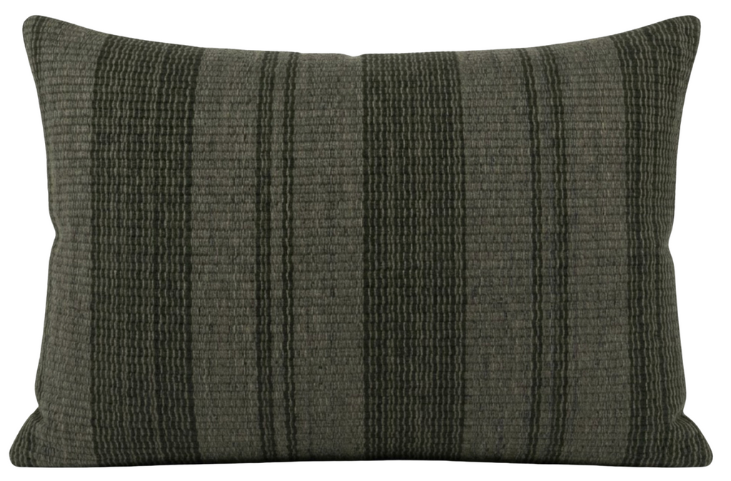 Striped Woven Pillow Cover in Forest Green