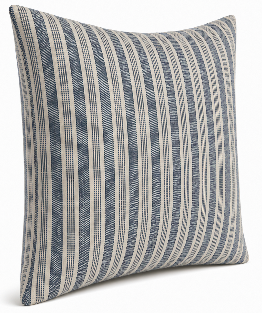 Amida Pillow Cover in Indigo On Natural, Peter Dunham Textiles