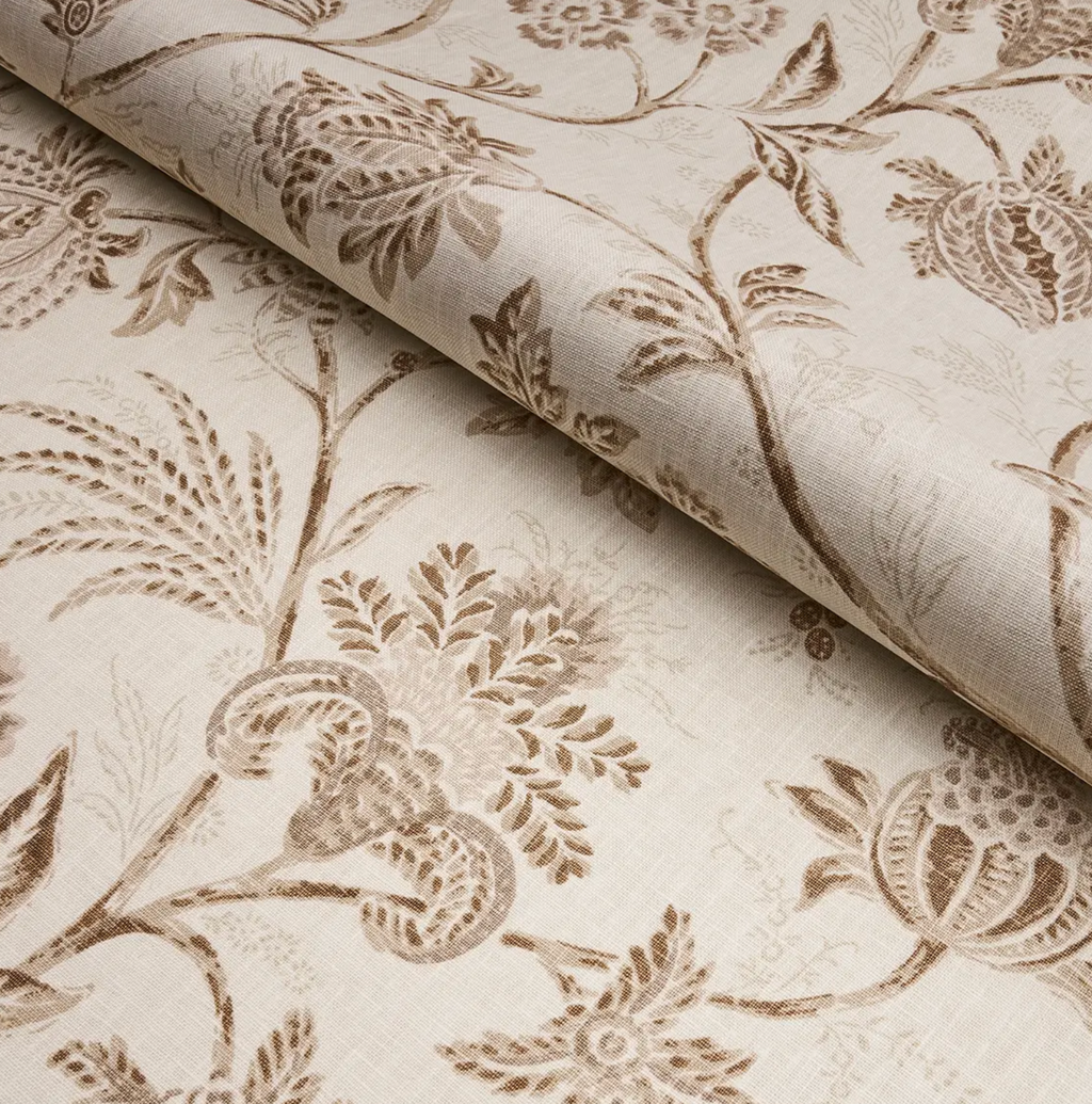 Chinoiserie Vine Pillow Cover in Neutral Brown, Schumacher Textiles