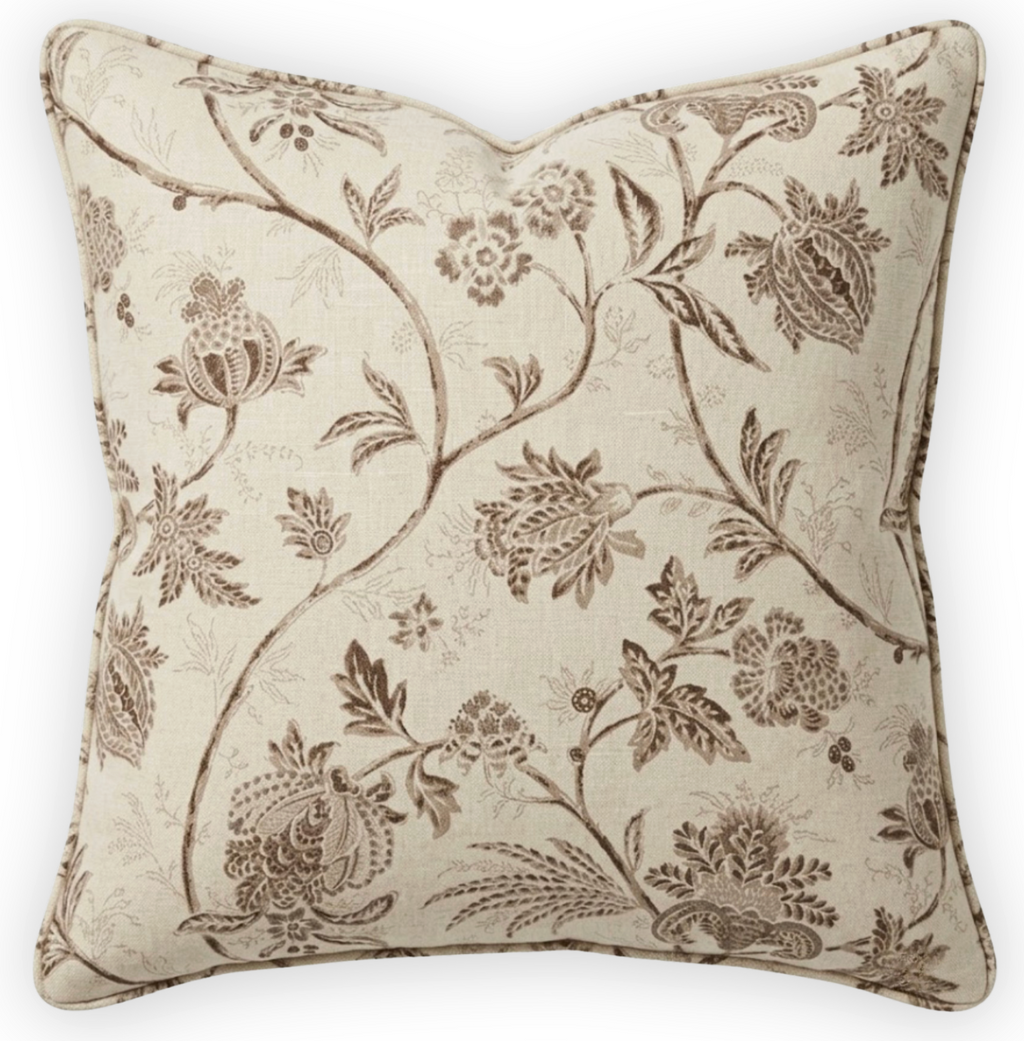 Chinoiserie Vine Pillow Cover in Neutral Brown, Schumacher Textiles