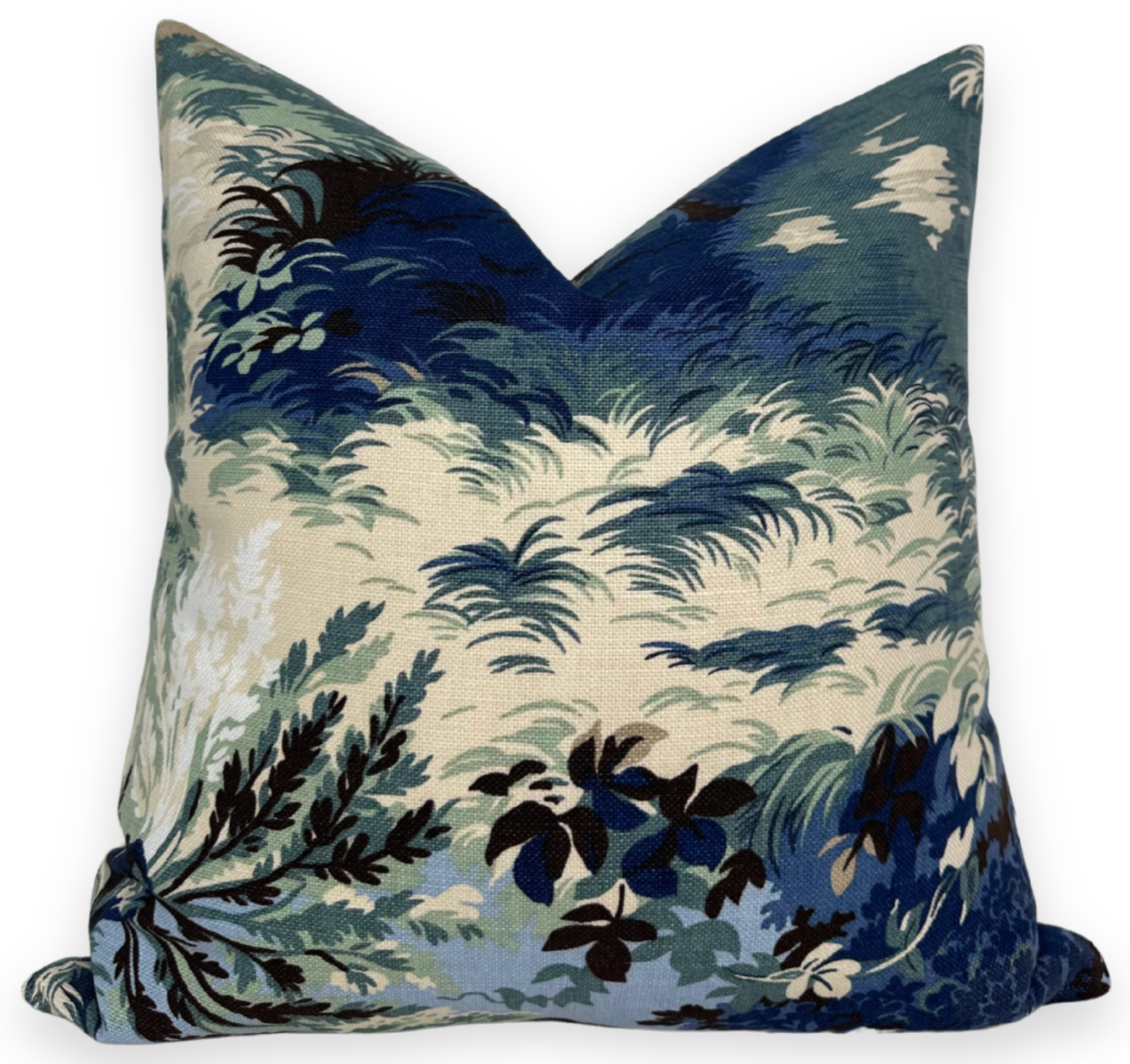 Lincoln Toile Pillow Cover in Navy and Green, Thibaut Pillows