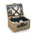 Catalina Picnic Basket for 2 Classic Deluxe English Handwoven Wicker Basket with Genuine Leather Accents and Full Service for T