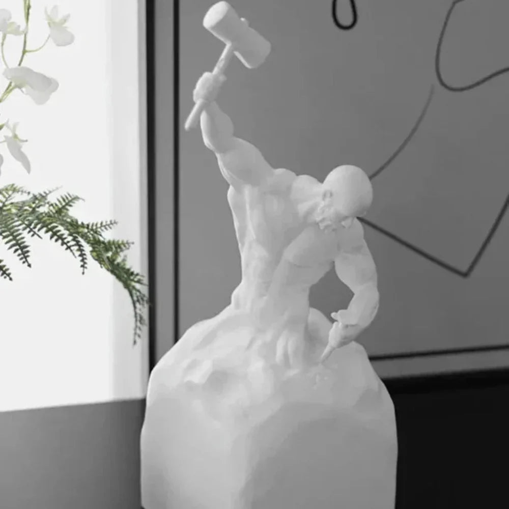 Self-Made Man Modern Muscular Black and White Sculpture Figurine