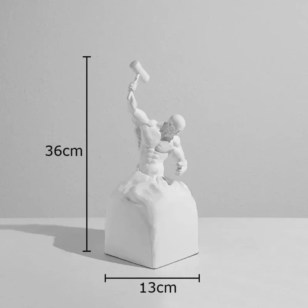 Self-Made Man Modern Muscular Black and White Sculpture Figurine