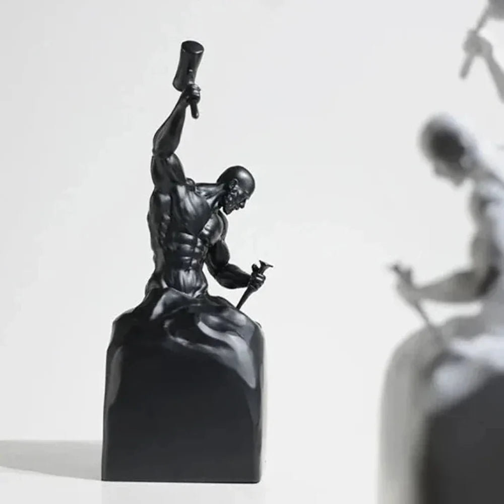 Self-Made Man Modern Muscular Black and White Sculpture Figurine