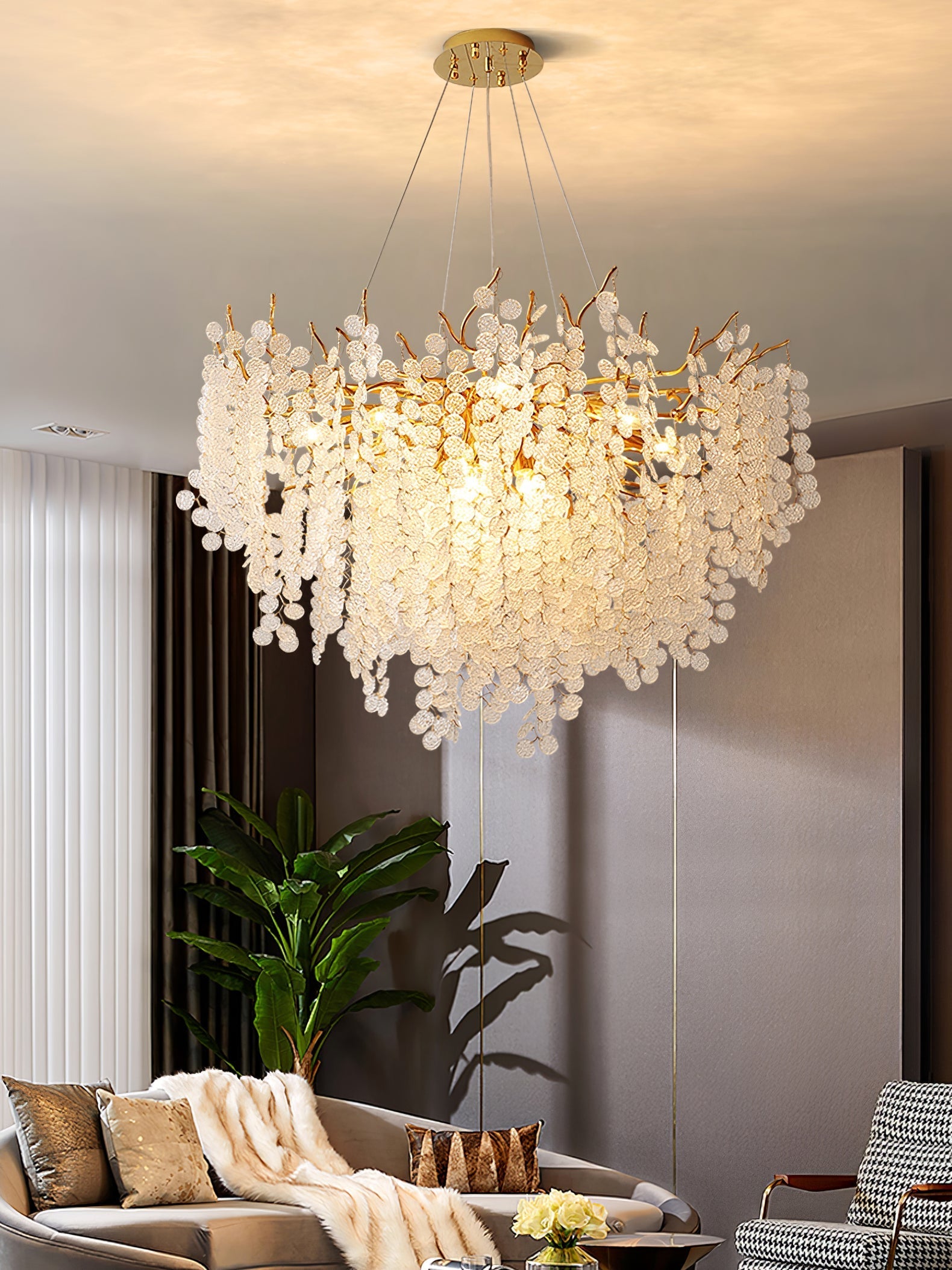 Shiro Noda Glass Coin Chandelier