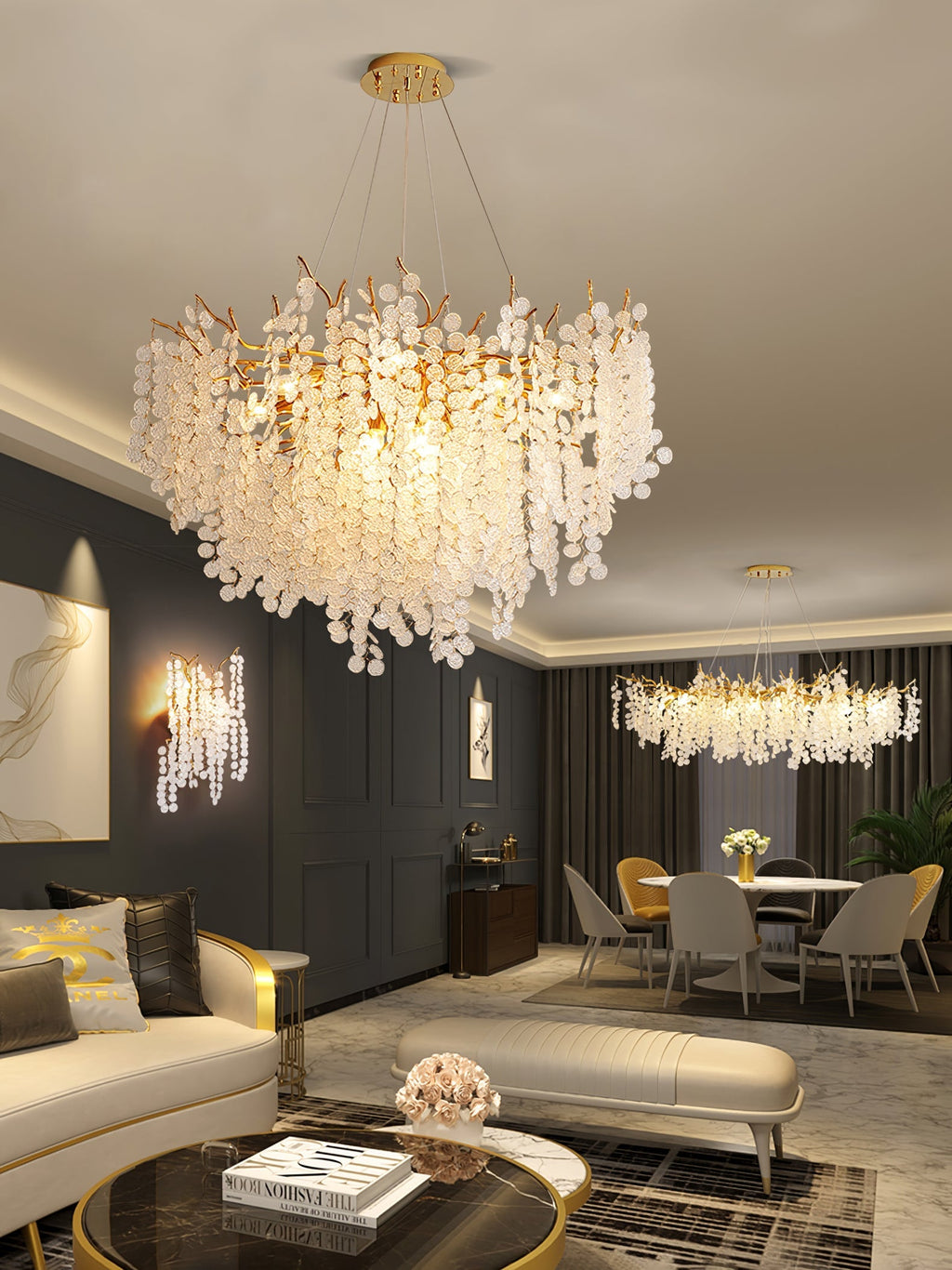 Shiro Noda Glass Coin Chandelier