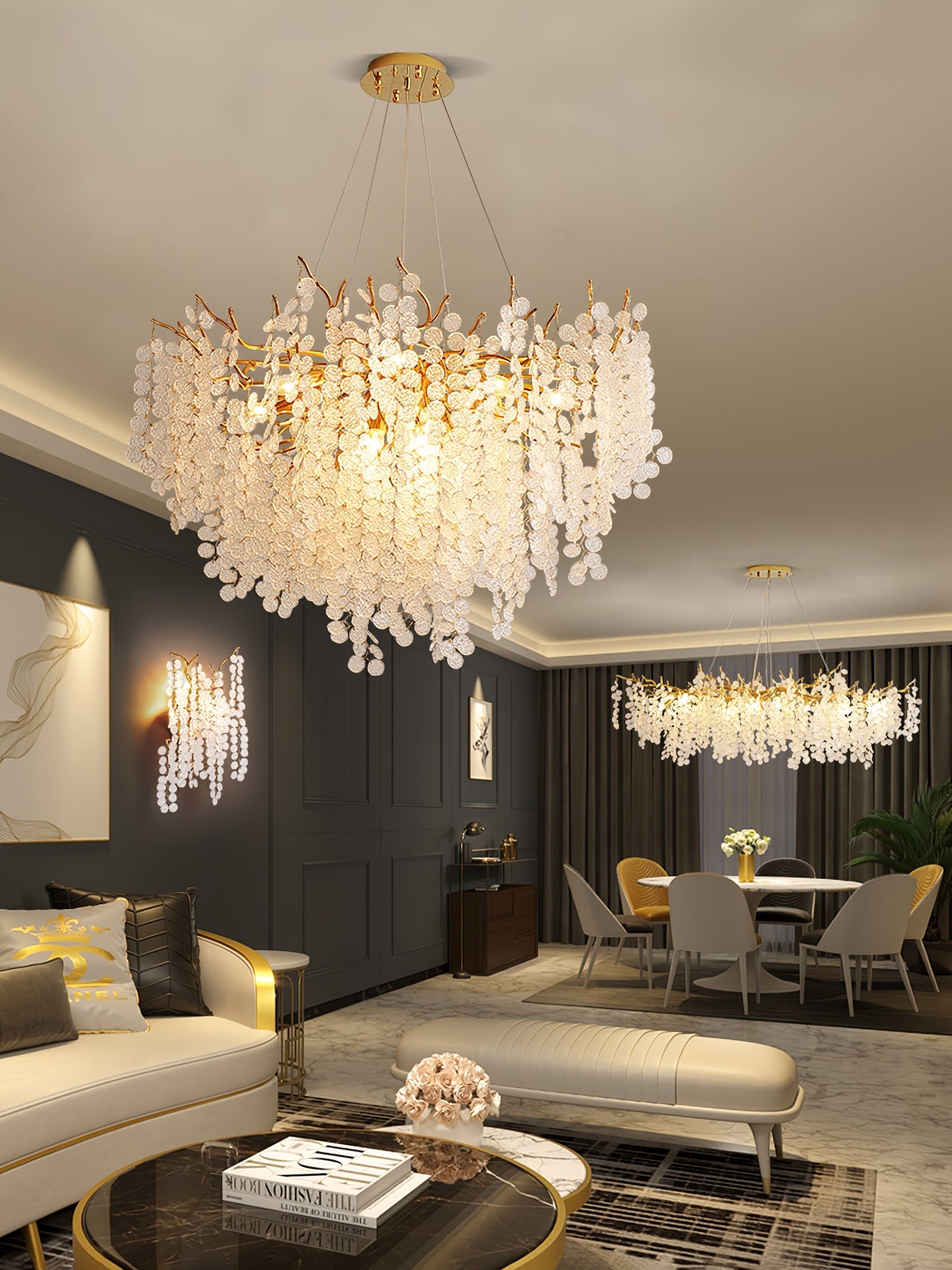 Shiro Noda Glass Coin Chandelier
