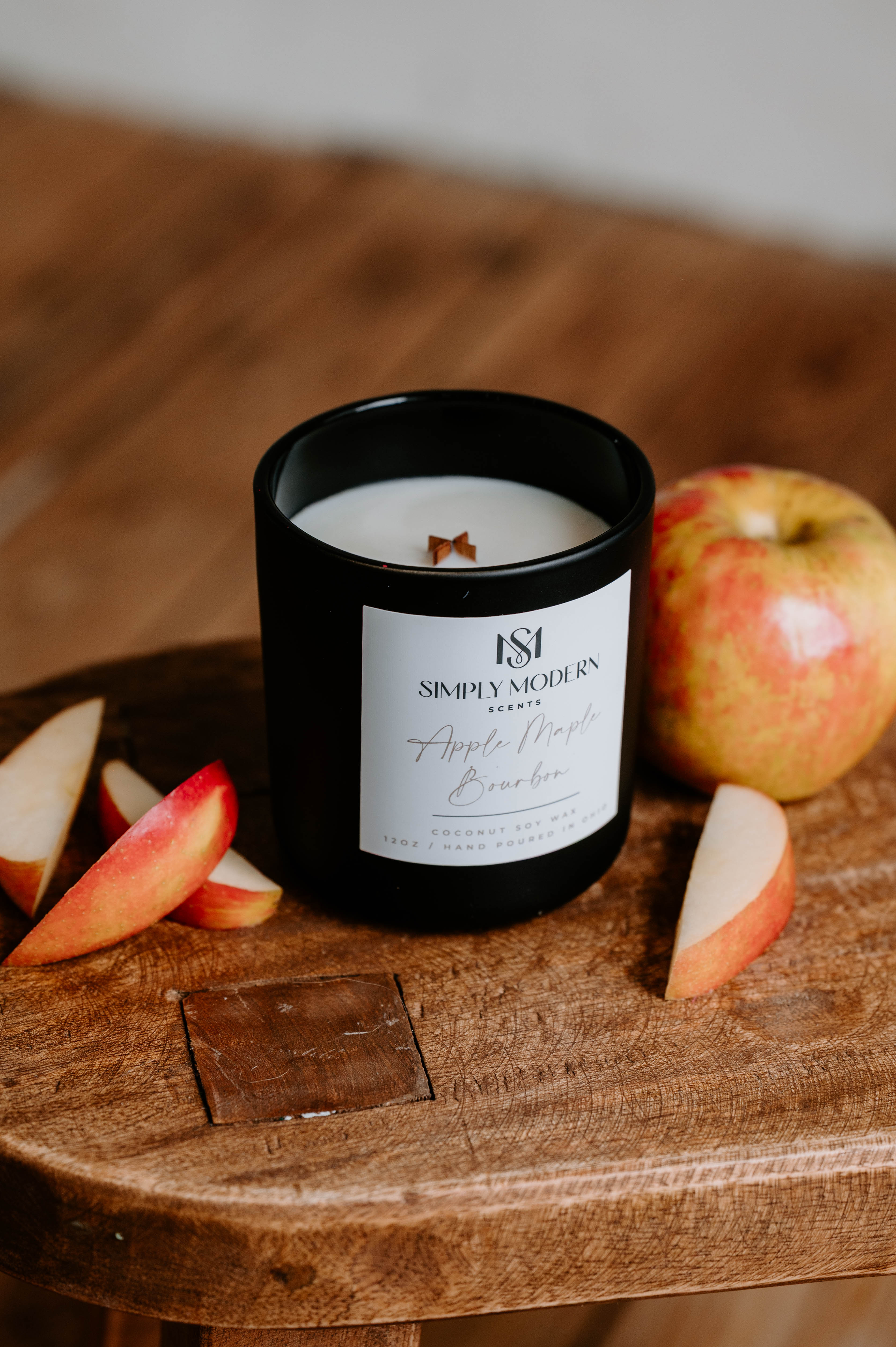 Apple Maple Bourbon Wood-Wick Candle — 12 oz