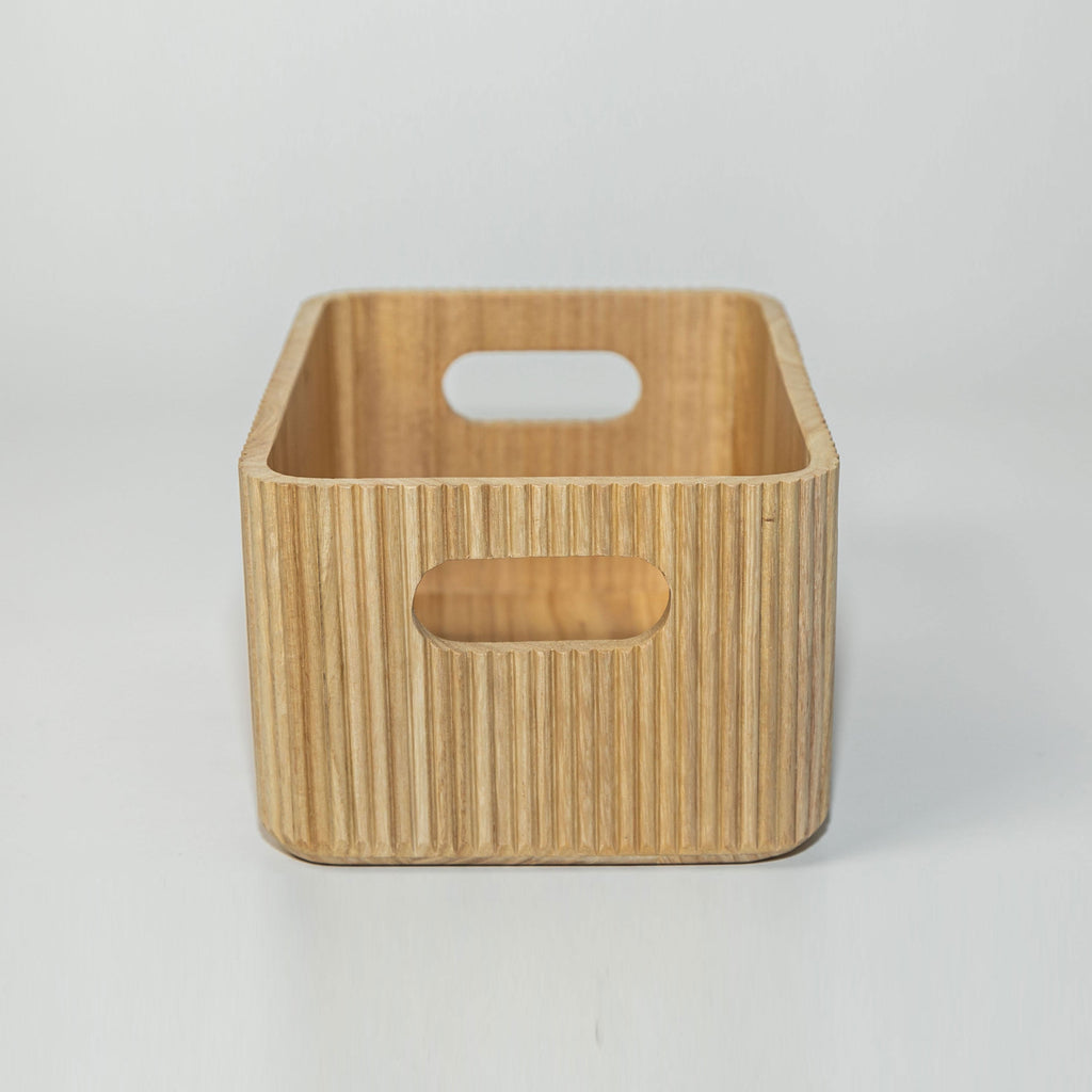 Wooden Ribbed Bins – Natural
