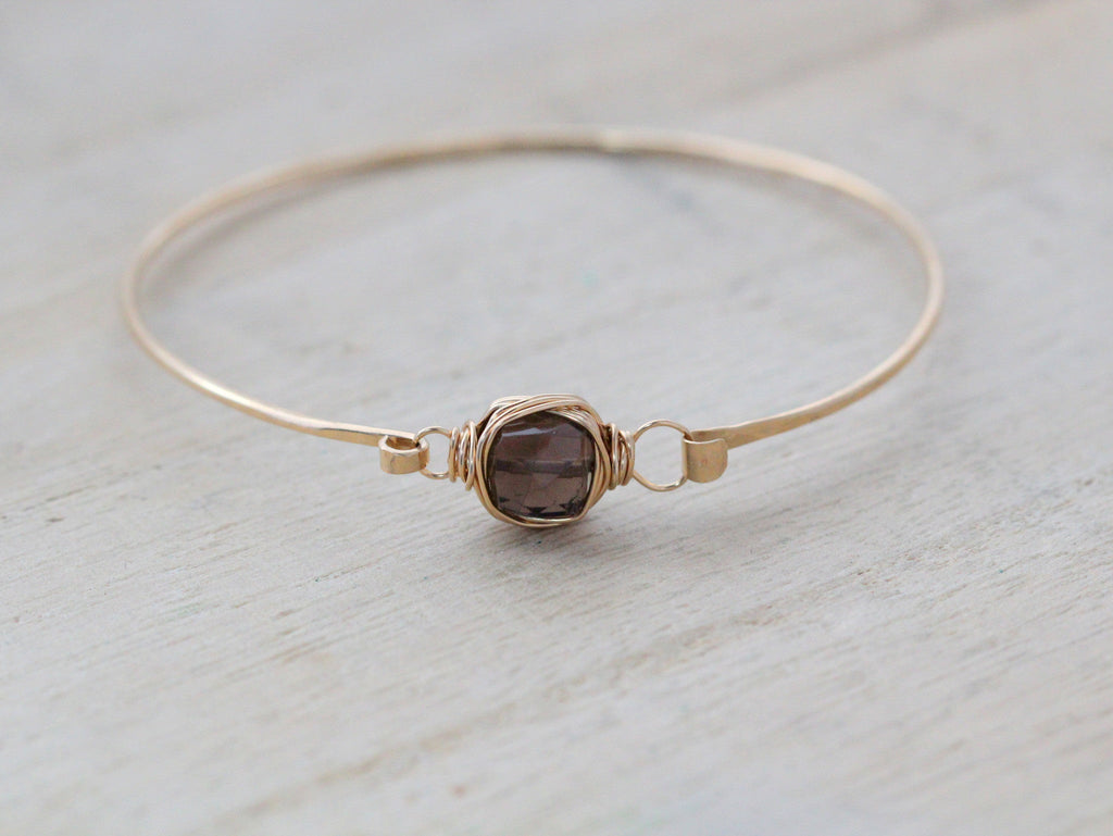 Smoky Quartz Bezel-Wrapped Bangle