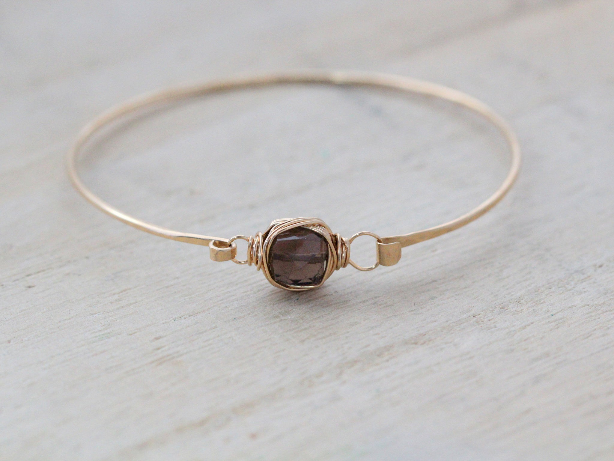 Smoky Quartz Bezel-Wrapped Bangle