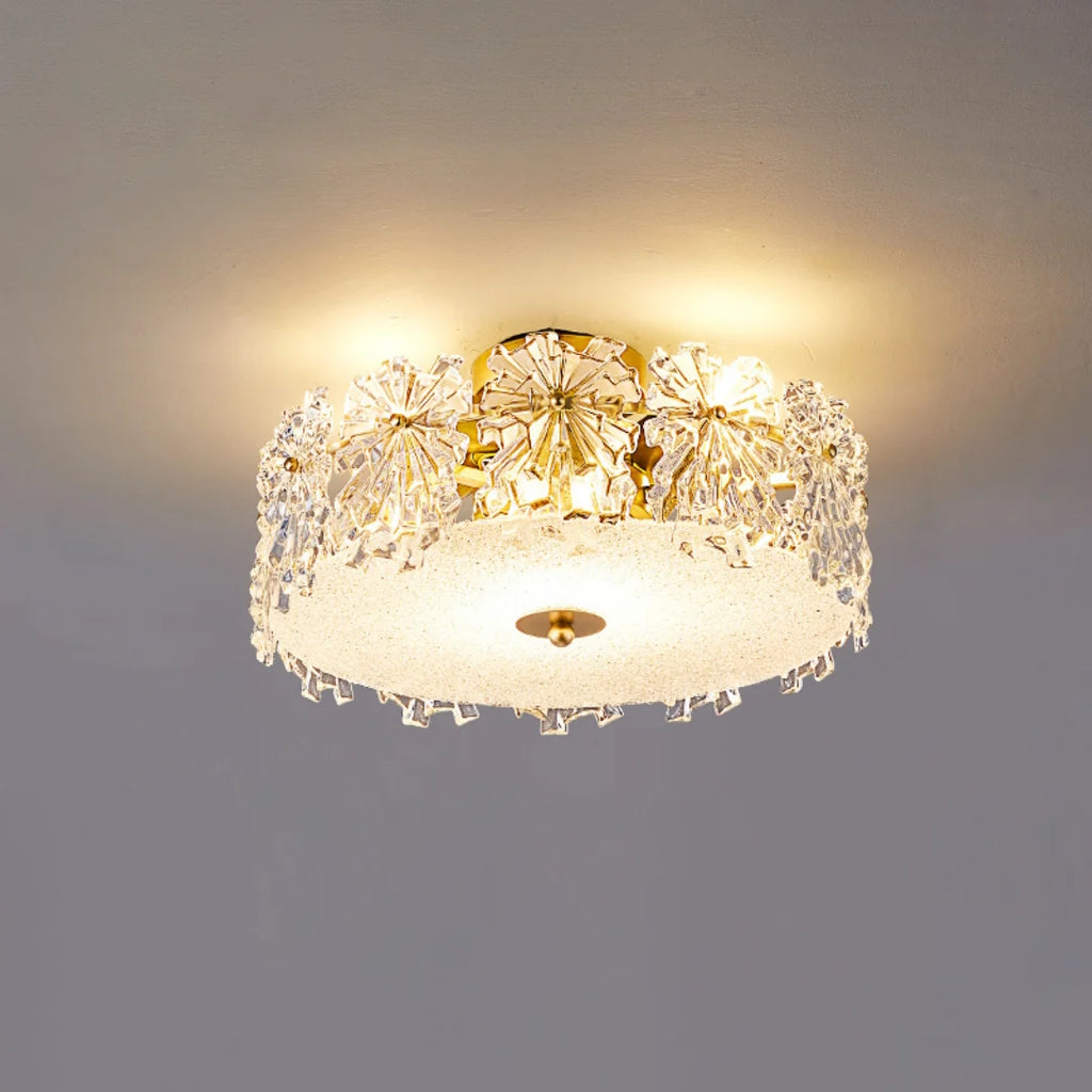 Snowflake Round Glass Ceiling Lamp