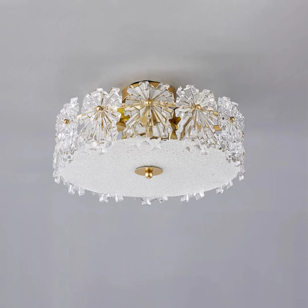 Snowflake Round Glass Ceiling Lamp