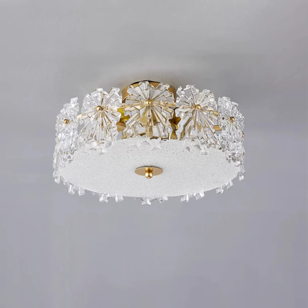 Snowflake Round Glass Ceiling Lamp
