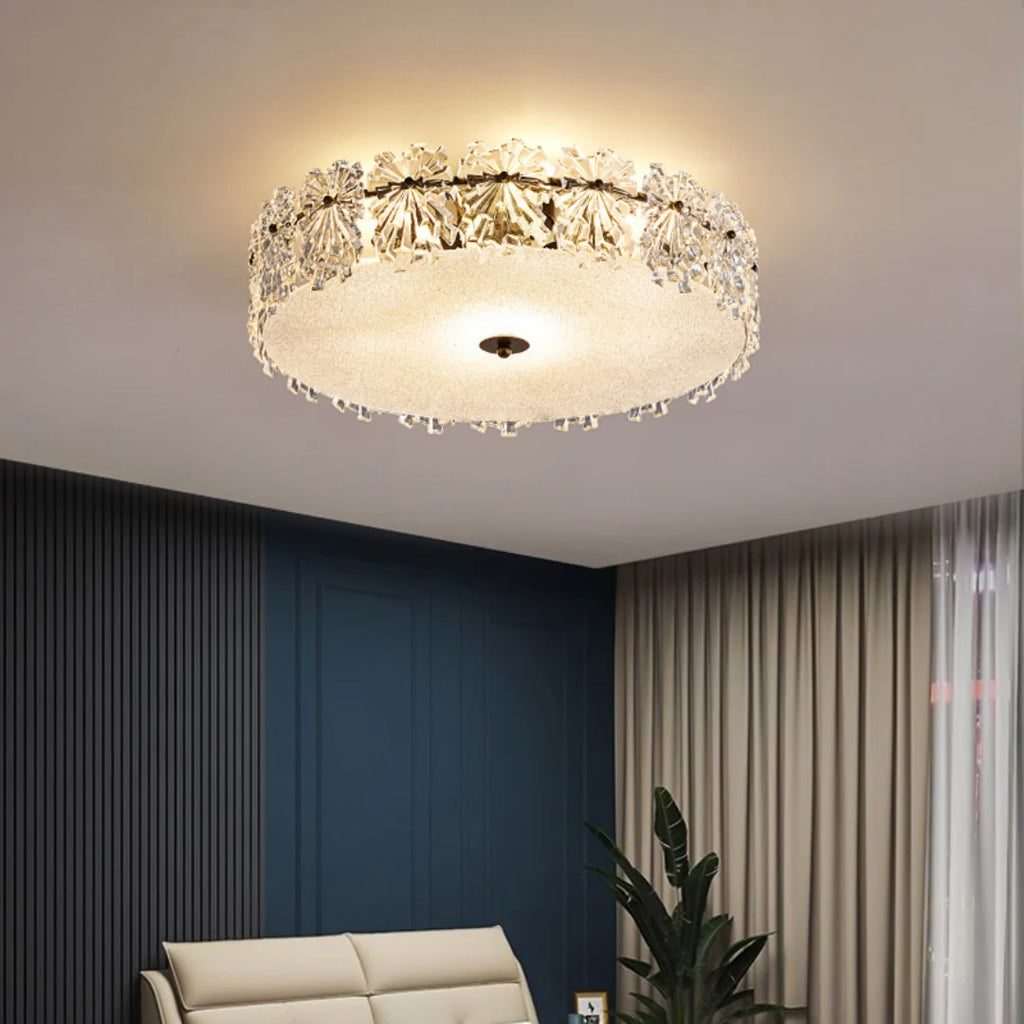 Snowflake Round Glass Ceiling Lamp