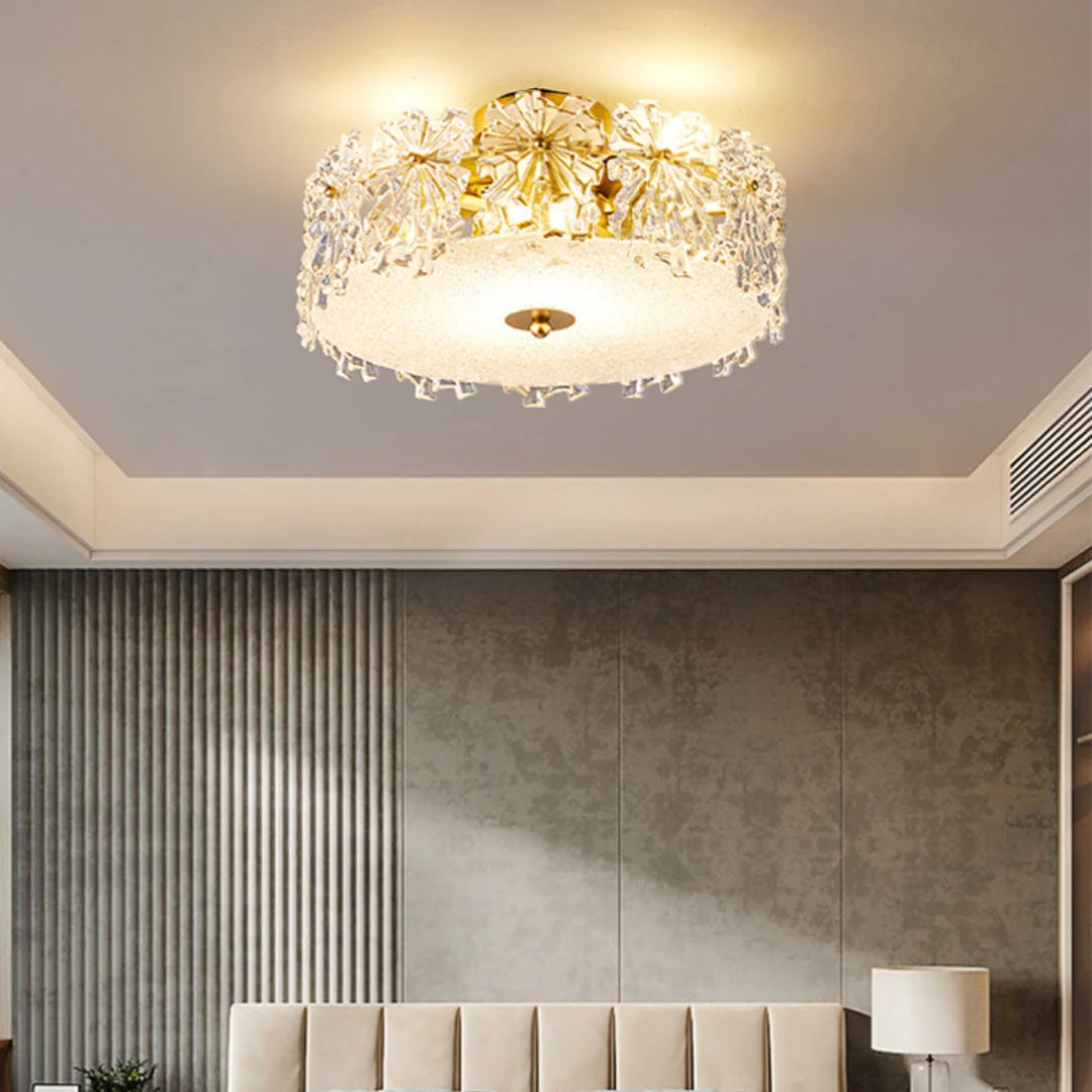 Snowflake Round Glass Ceiling Lamp