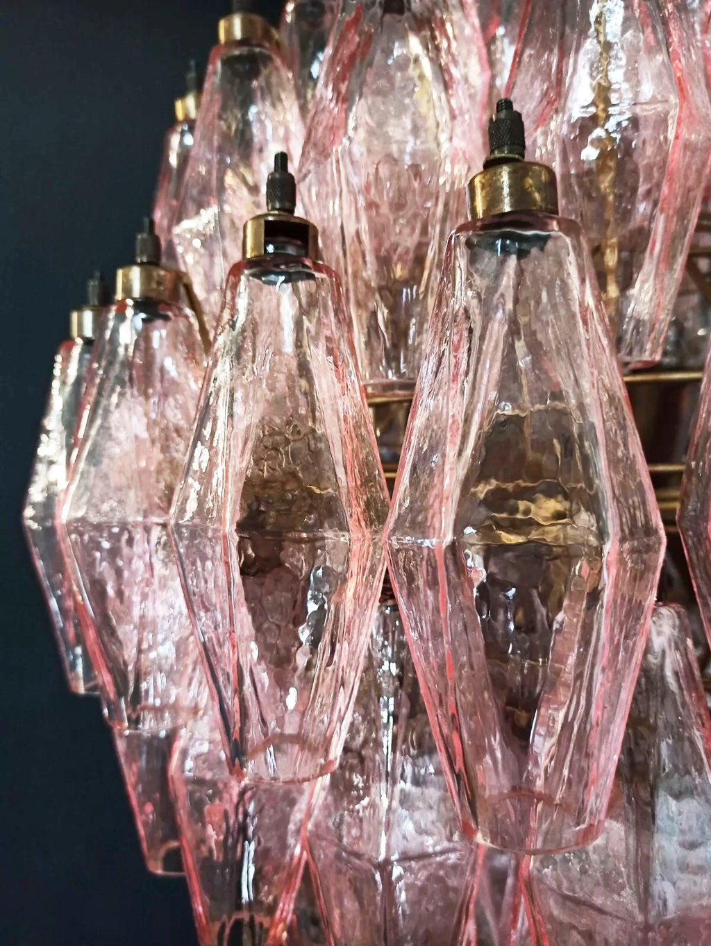 Spherical Poliedri Pink Glass Chandelier