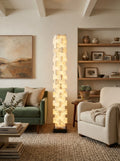 Stacked Alabaster Squares Floor Lamp