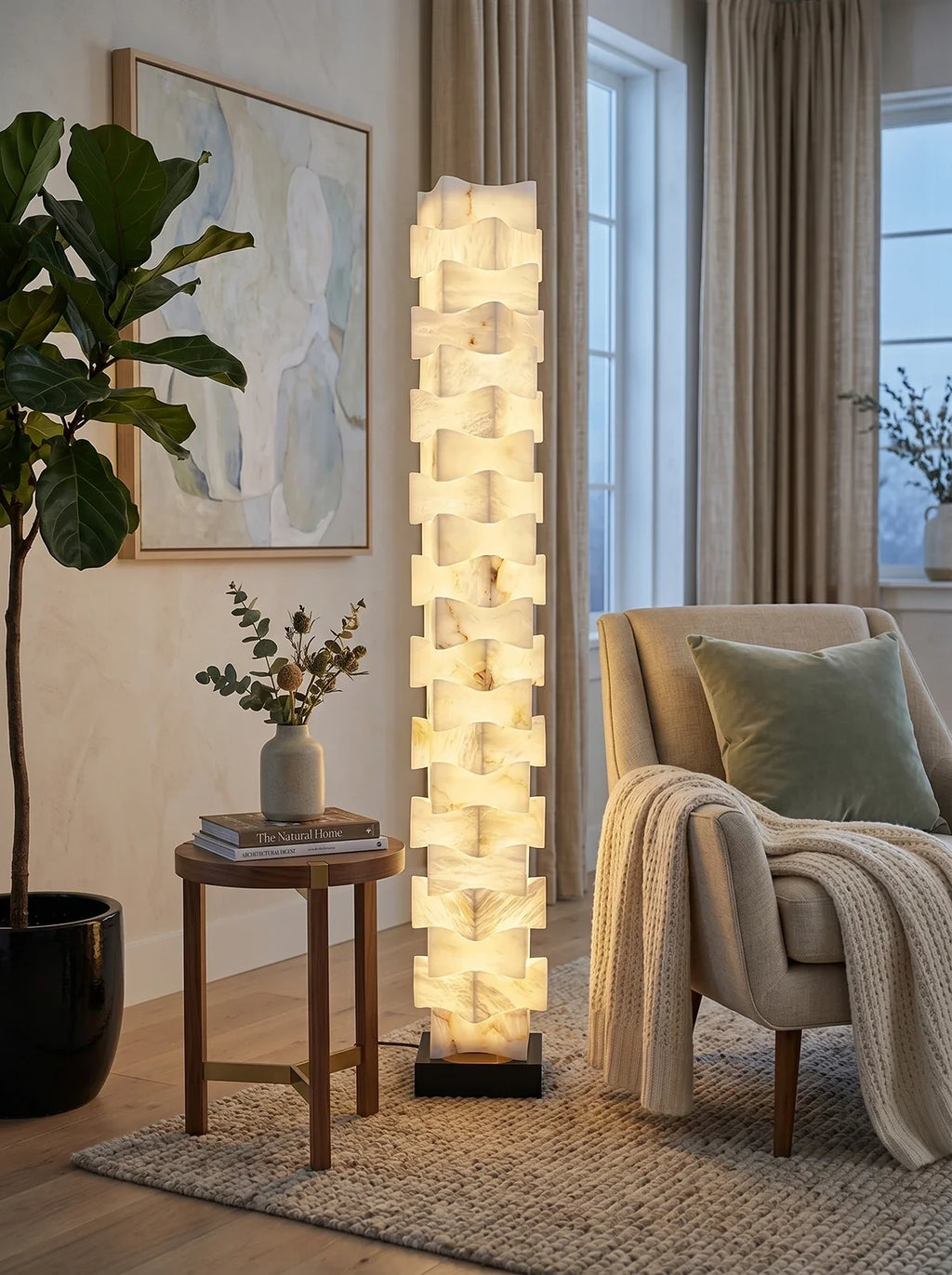 Stacked Alabaster Squares Floor Lamp