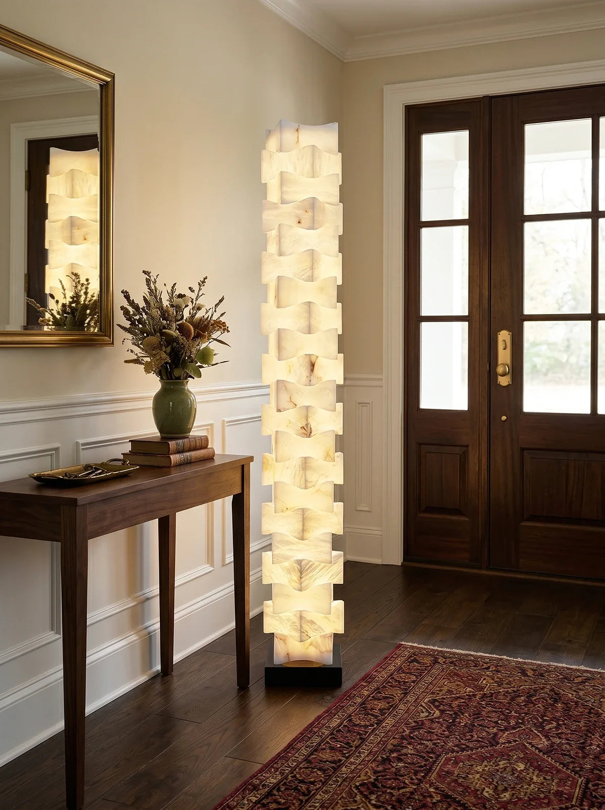 Stacked Alabaster Squares Floor Lamp
