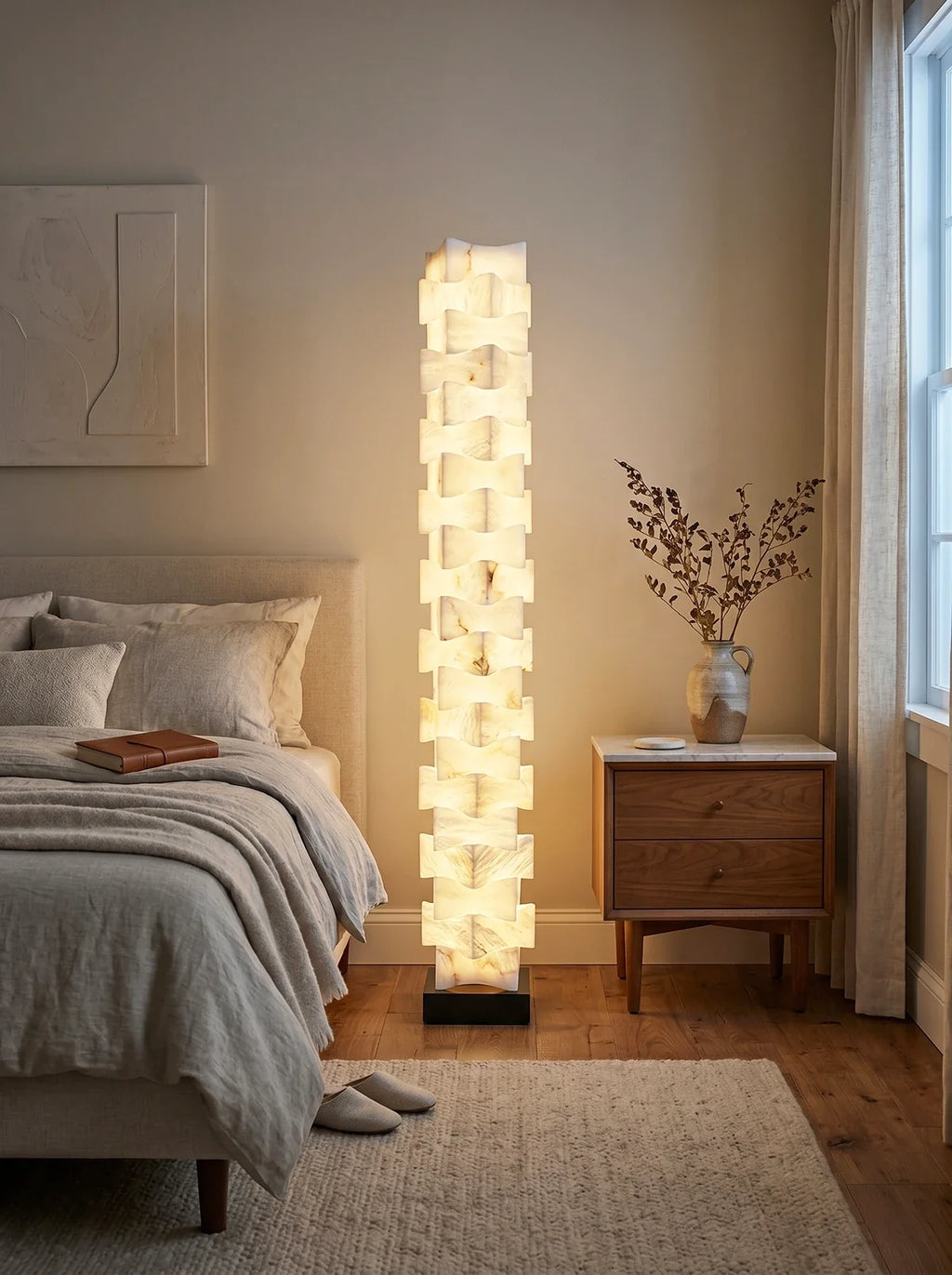 Stacked Alabaster Squares Floor Lamp