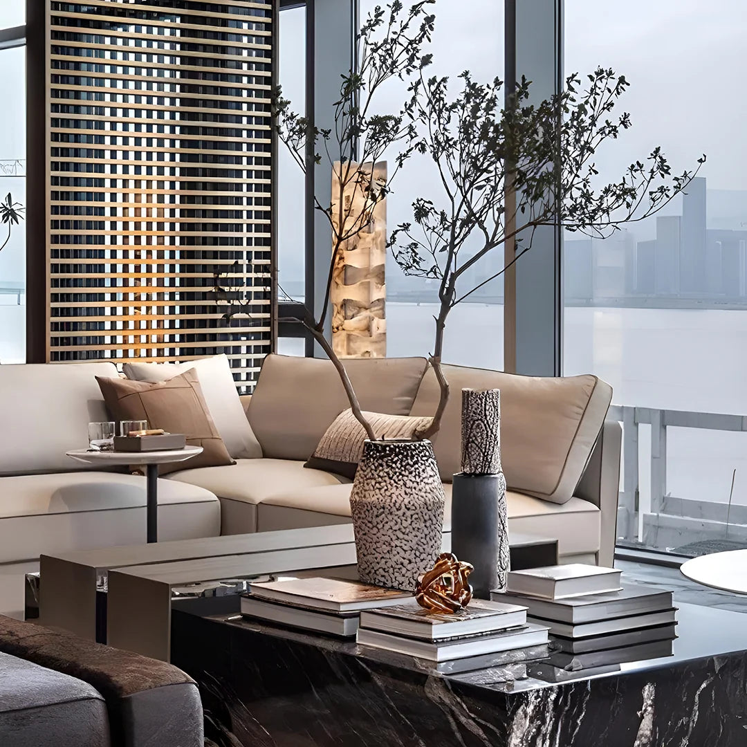 Stacked Alabaster Squares Floor Lamp
