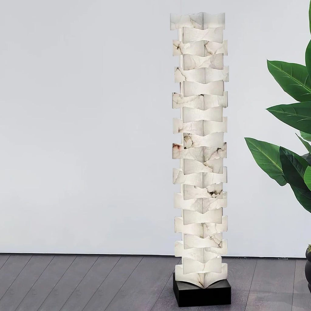 Stacked Alabaster Squares Floor Lamp