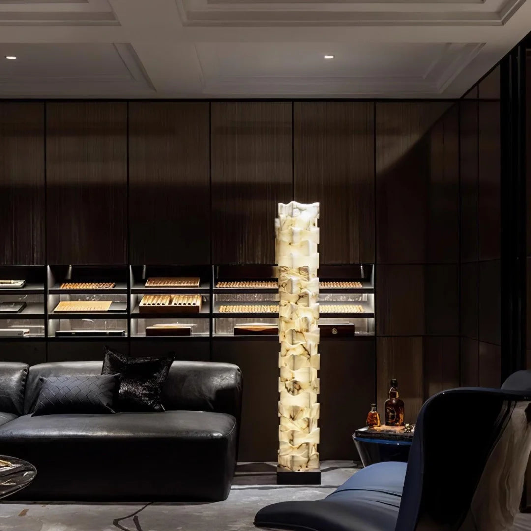 Stacked Alabaster Squares Floor Lamp